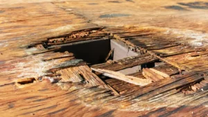 image of water damaged roof decking