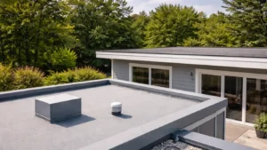 a flat roof and a low-slope pitch roof