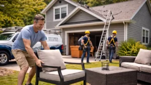 homeowner getting home ready for roofers