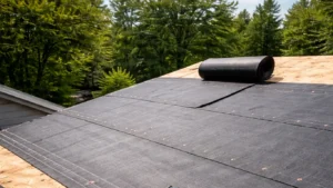 roof underlayment being installed