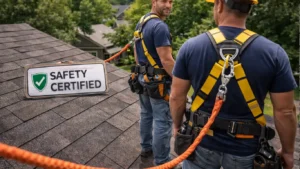 roofers wearing safety equipment